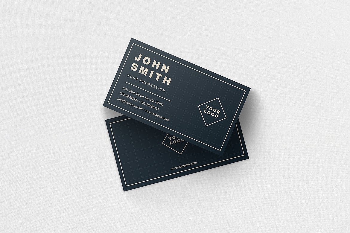 蓝黑色名片模板Architect Business Card