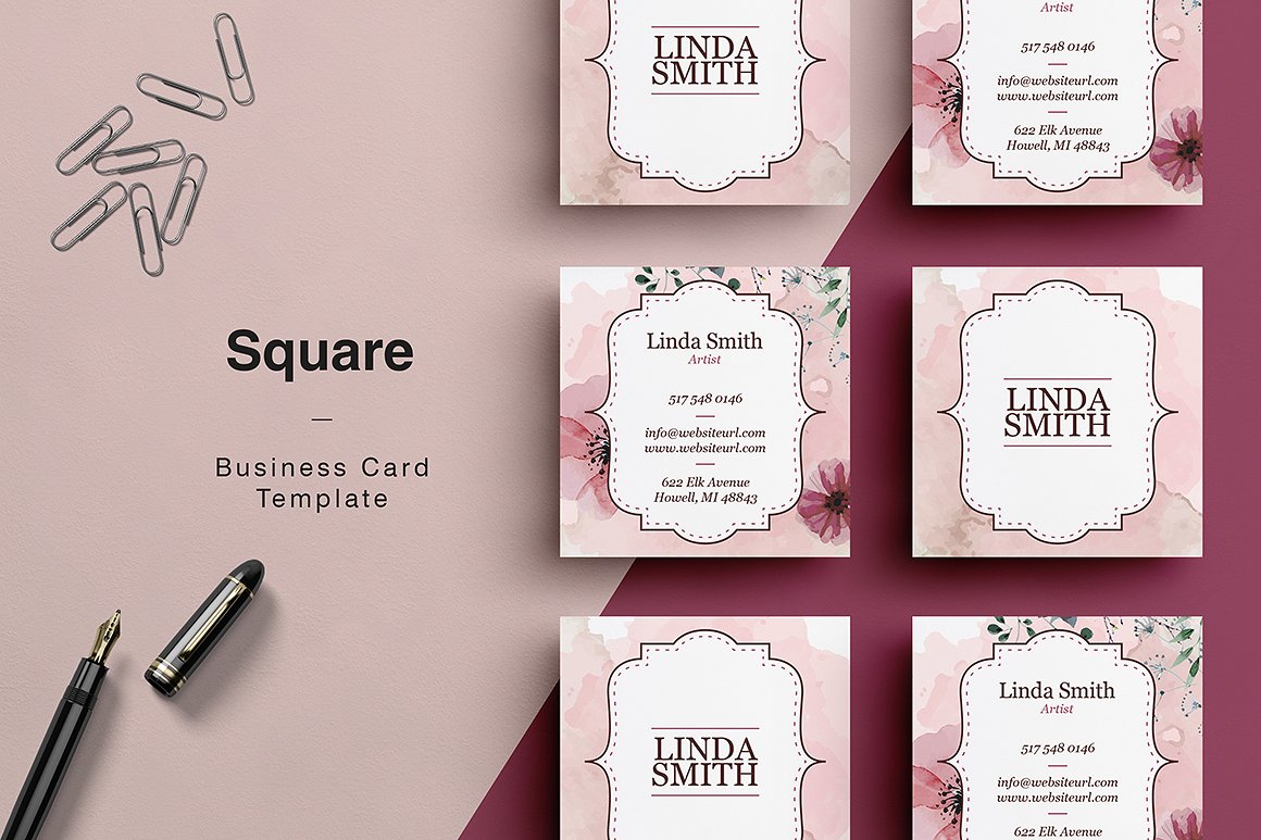 正方形欧式名片模板Square Business Card