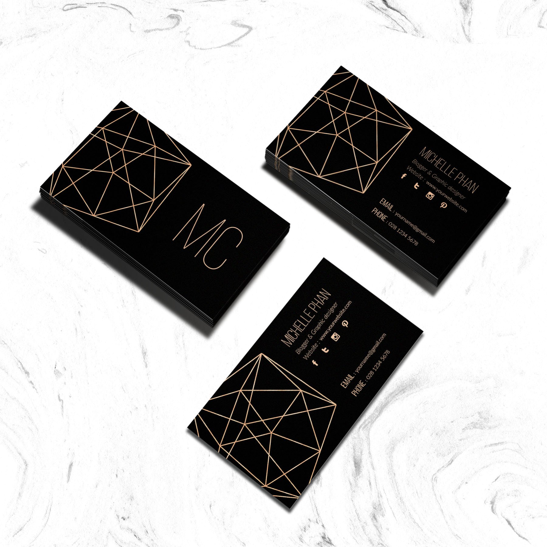 抽象线条简易名片模板Modern business card