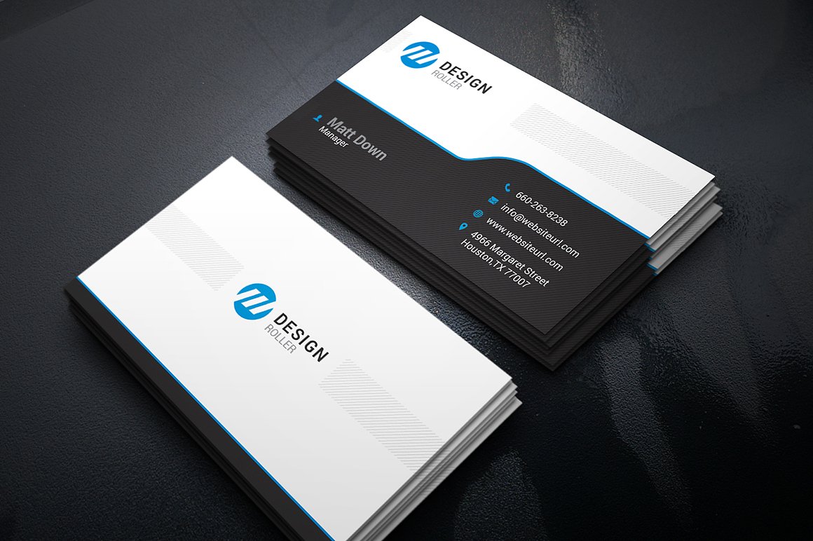 黑白商务名片设计模板Simple Business Card