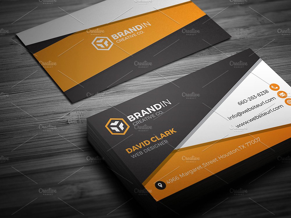 橙色名片设计模板Orange Business Card T