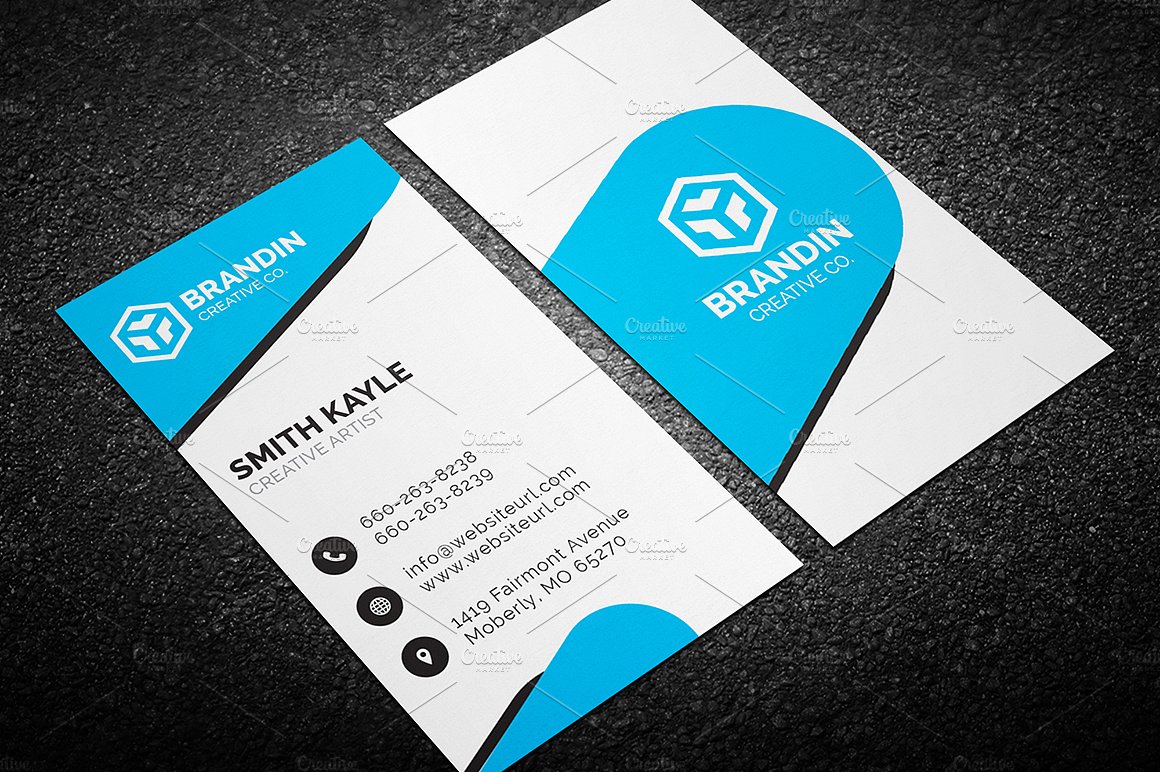 蓝白简约名片设计模板Business Card Templa