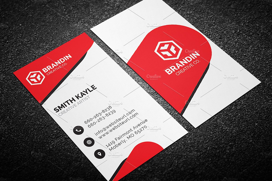 蓝白简约名片设计模板Business Card Templa