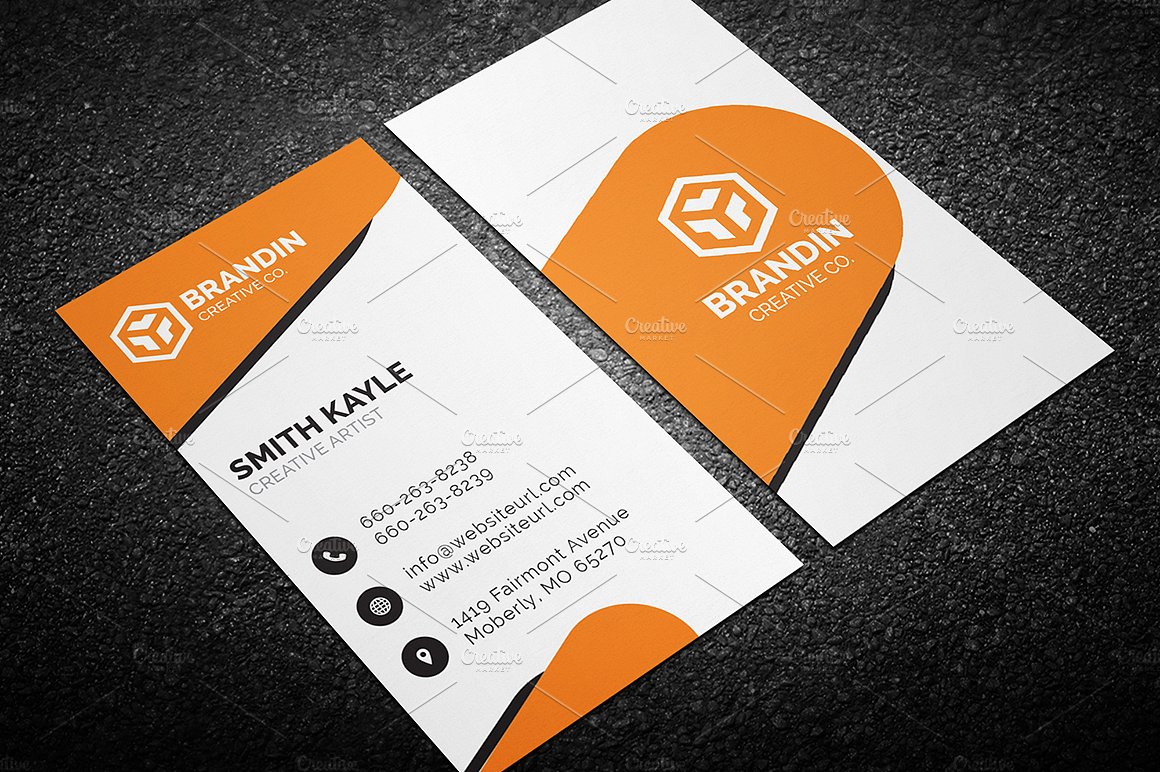 蓝白简约名片设计模板Business Card Templa