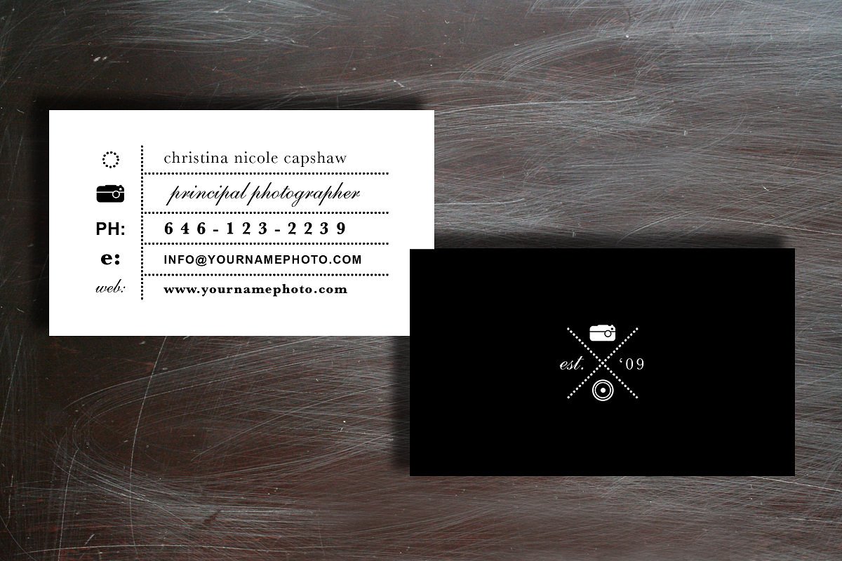 黑白色预制名片模板Premade Business Card