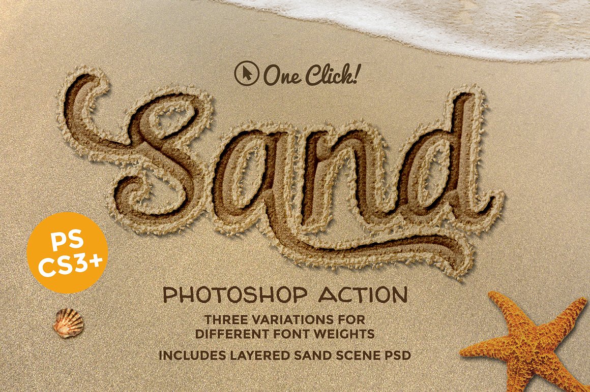 逼真沙滩文字效果PS动作Sand Photoshop Act