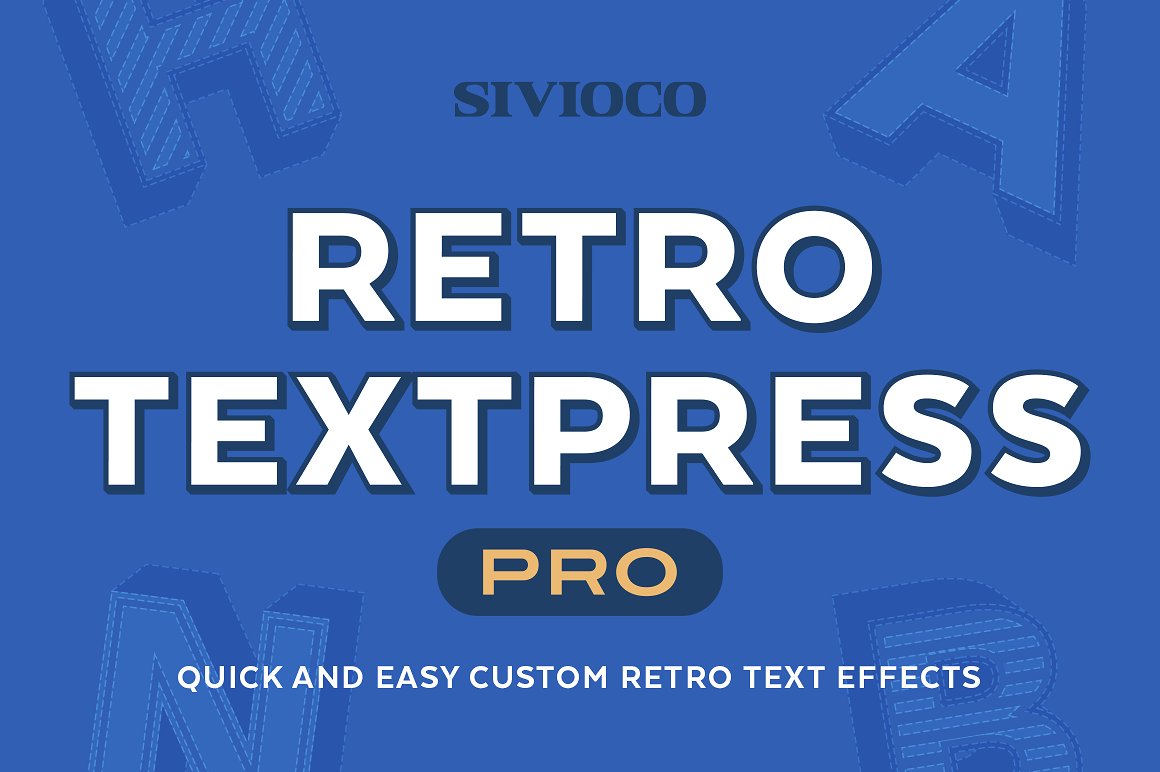 矢量复古文本效果图层样式Retro Textpress Pr