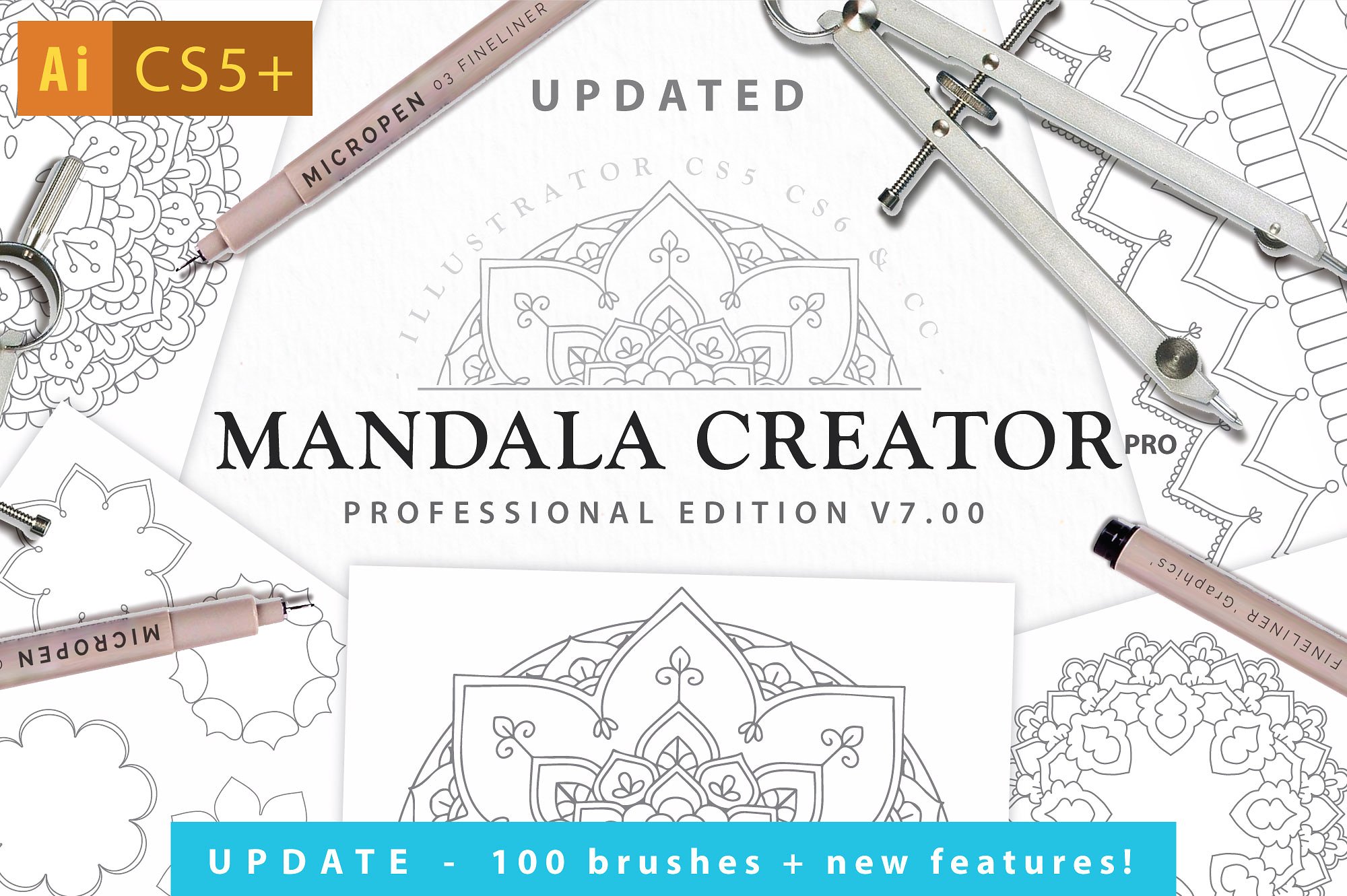 AI矢量复杂线条插画图案Mandala Creator Pr