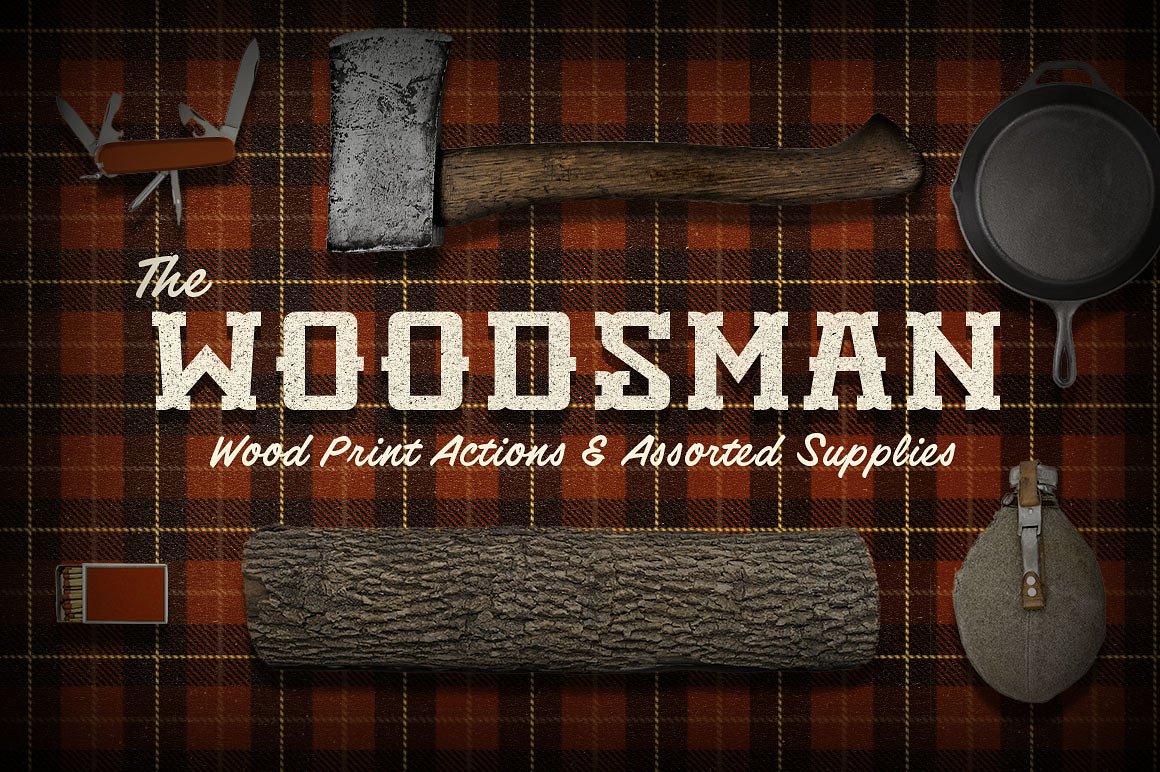 复古木质纹理图案PS动作The Woodsman - PSD