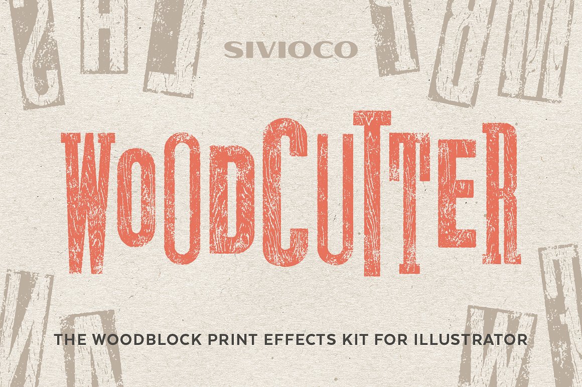 复古木板纹理效果图层样式Woodcutter – Illus