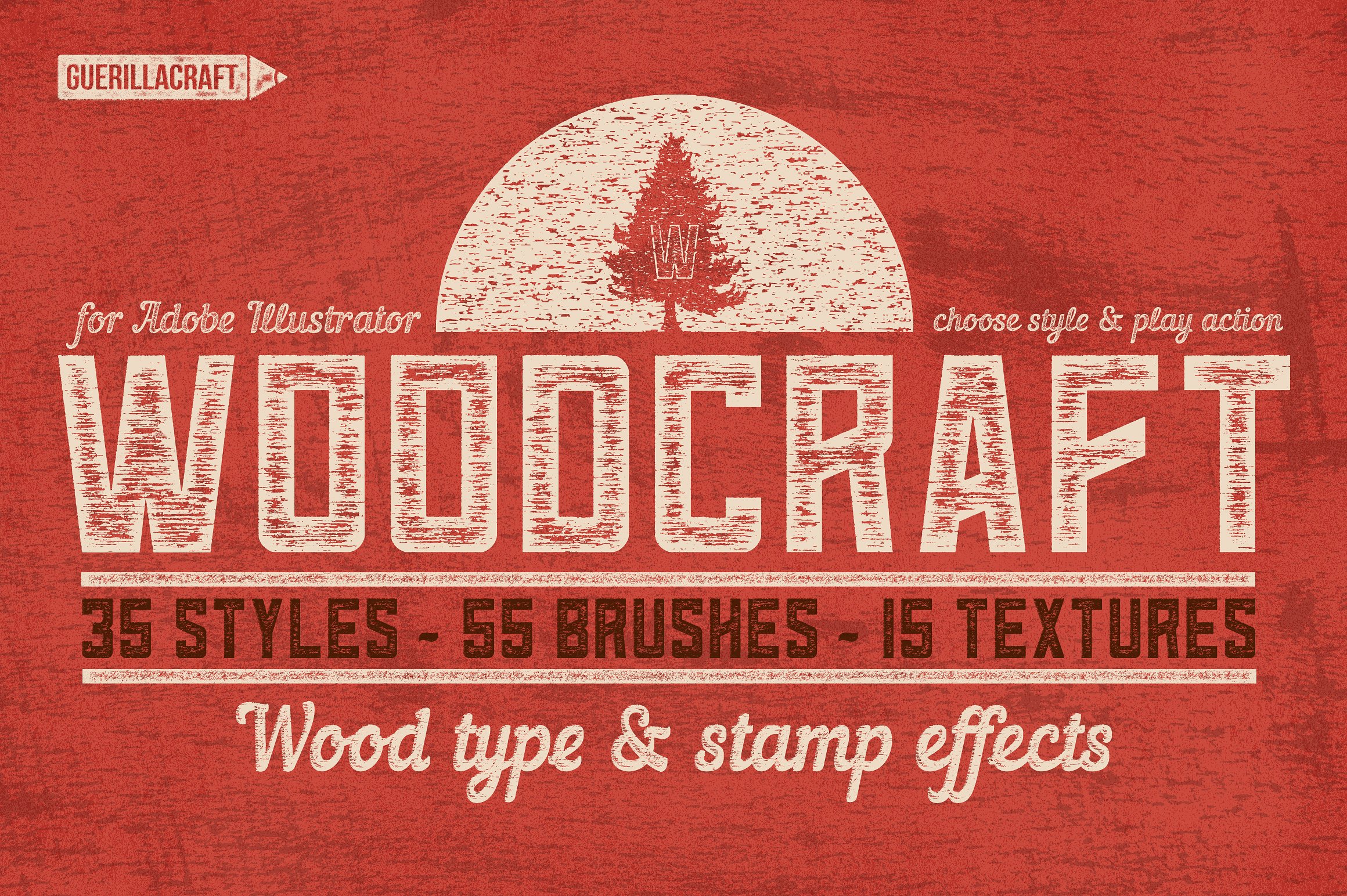 木材纹理效果图层样式Woodcraft for Adobe