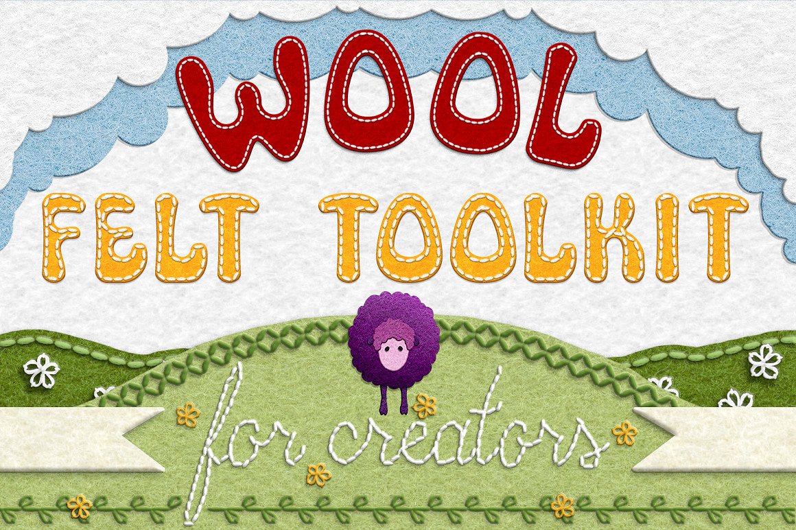 逼真毛动作毡图案PSWool Felt Tool Kit f