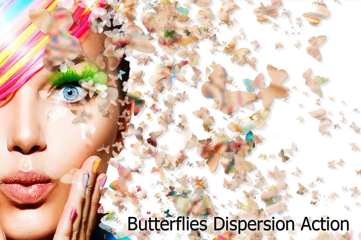 蝴蝶分散溶解效果PS动作Butterflies Disper