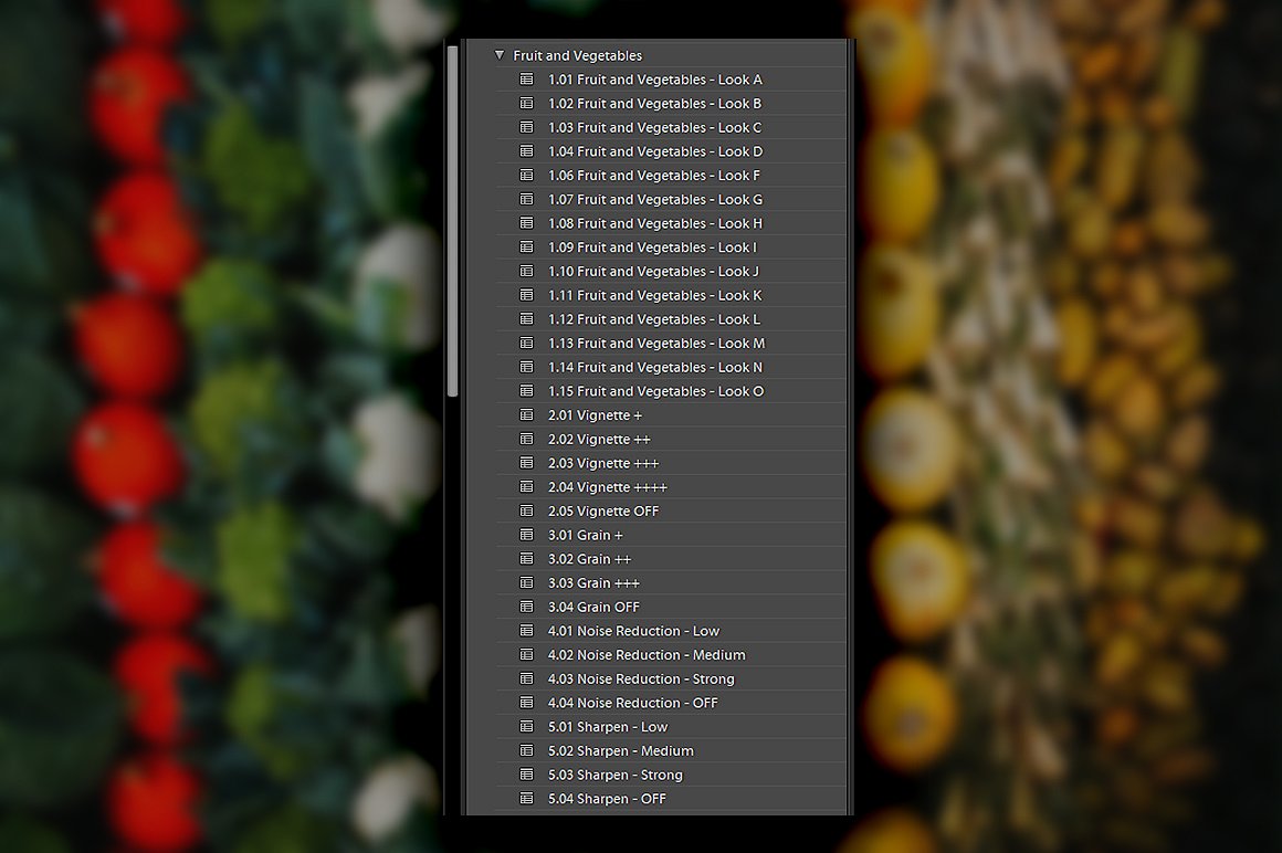 精心制作的水果蔬菜摄影LR调色预设素材 Fruit &