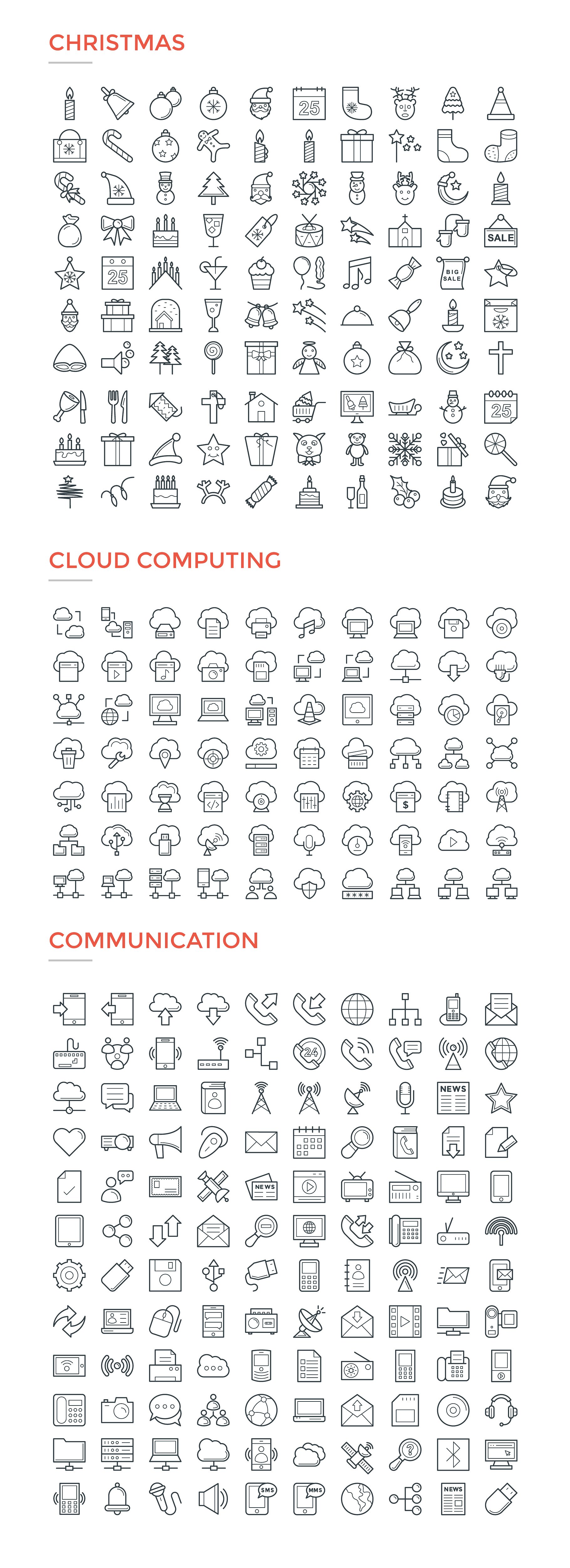 4800个覆盖多行业的线稿图标合集包 Line Icons