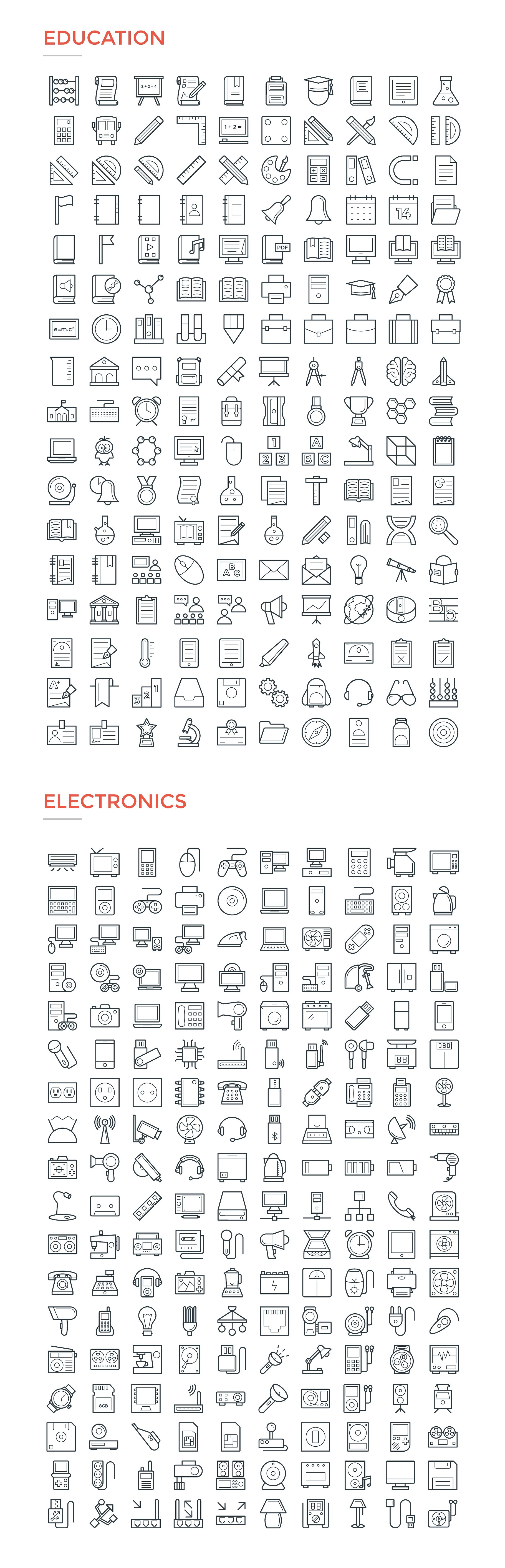 4800个覆盖多行业的线稿图标合集包 Line Icons