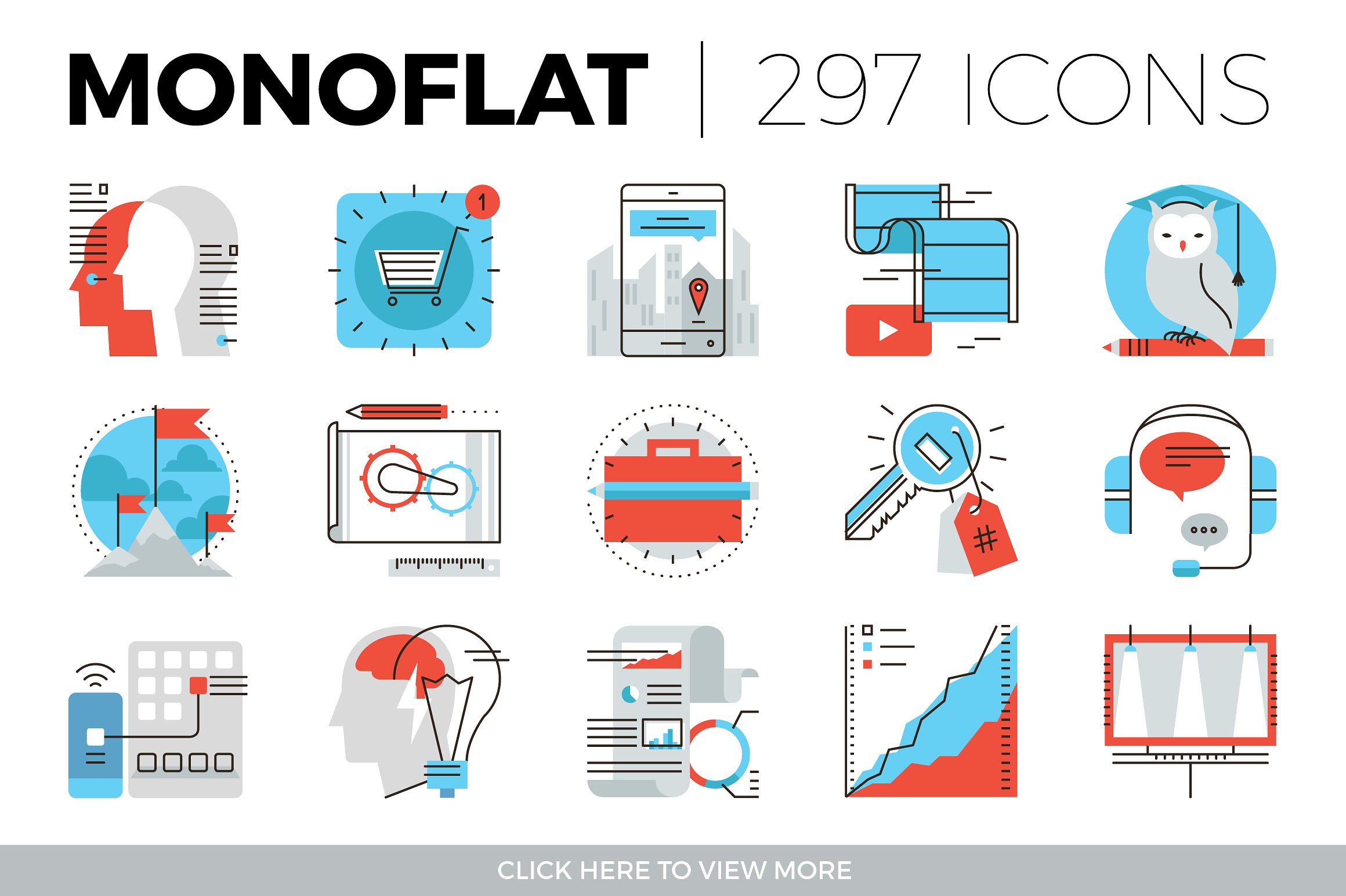 297个超齐全独特的Monoflat图标系列 Icons C