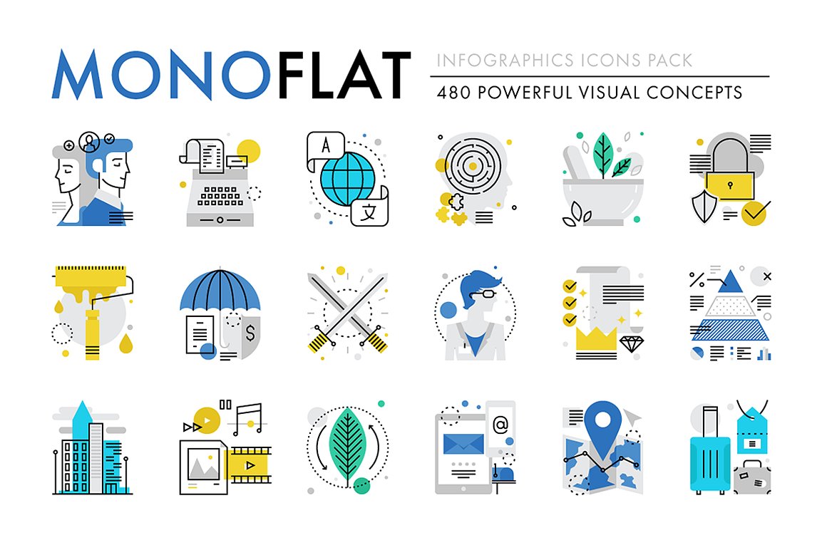 Monoflat 信息图表图标合集 Infographics