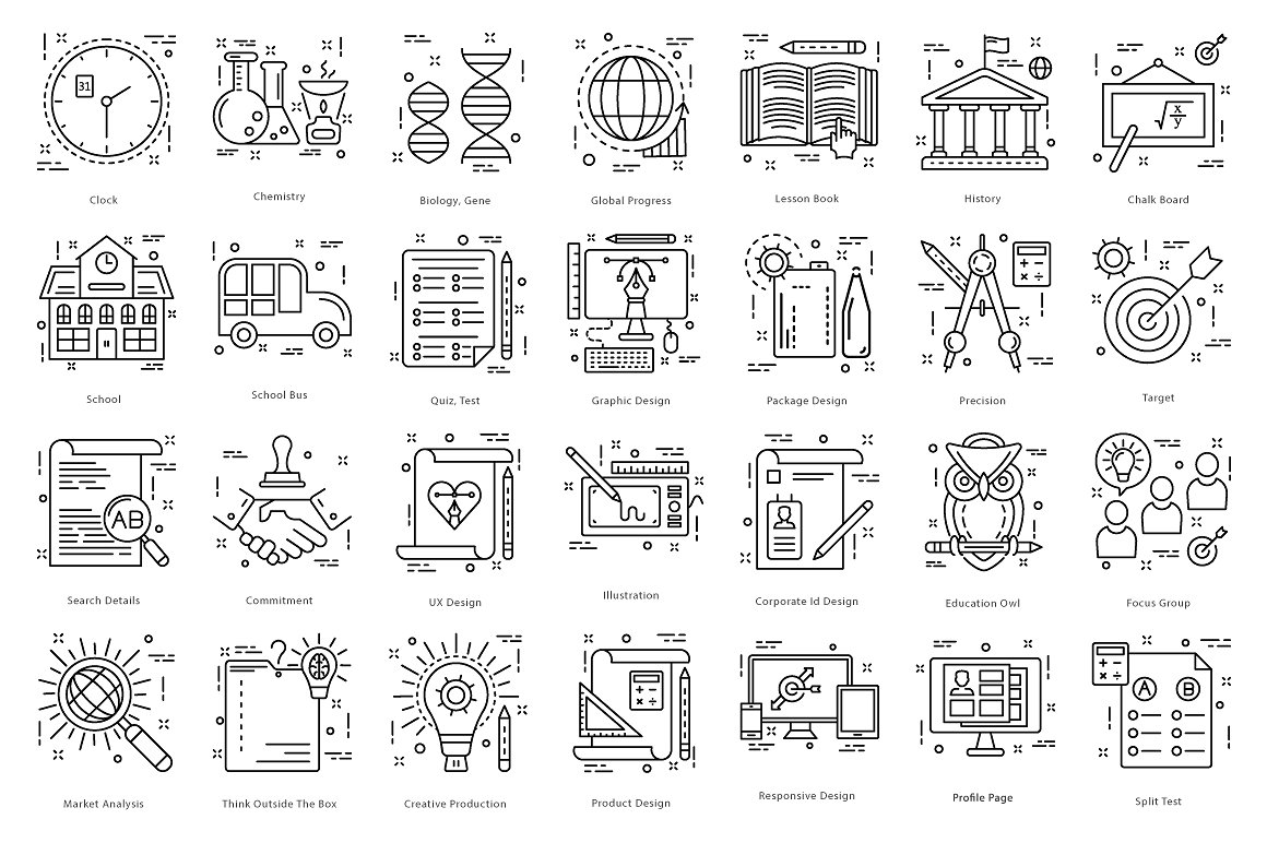 615 Flat Line Icons