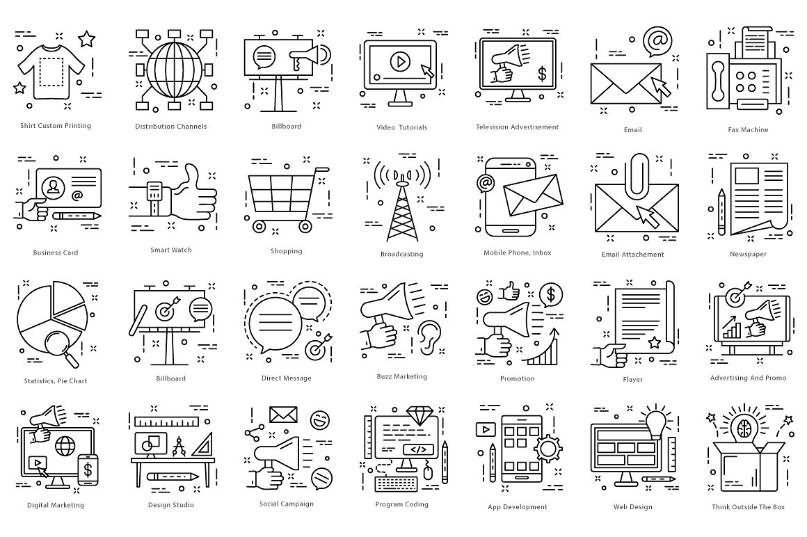 615 Flat Line Icons