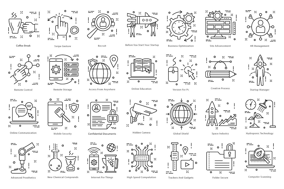 615 Flat Line Icons