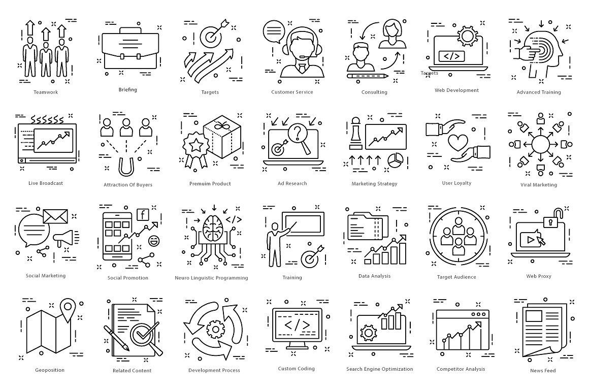 615 Flat Line Icons