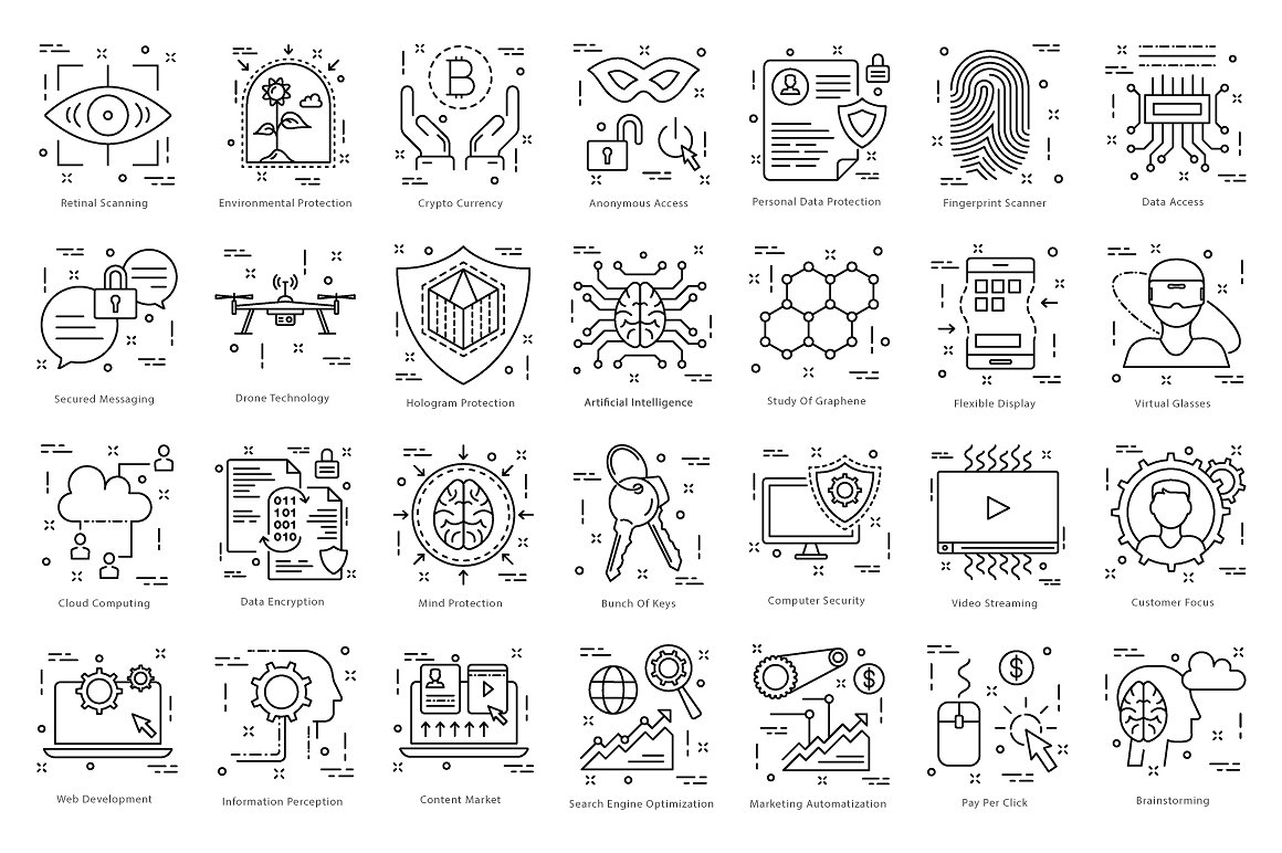 615 Flat Line Icons