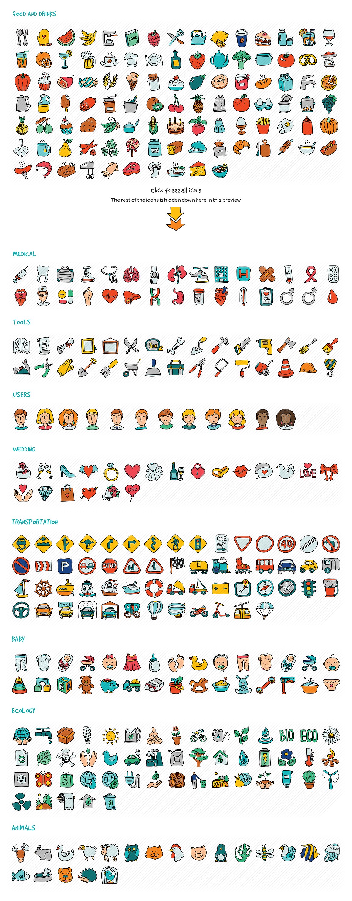 1000 Hand Drawn Doodle Icons