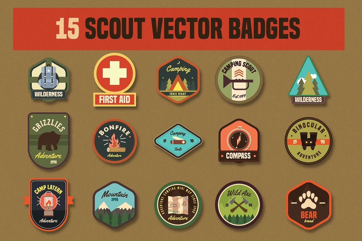 15 Scout Vector Badges icon