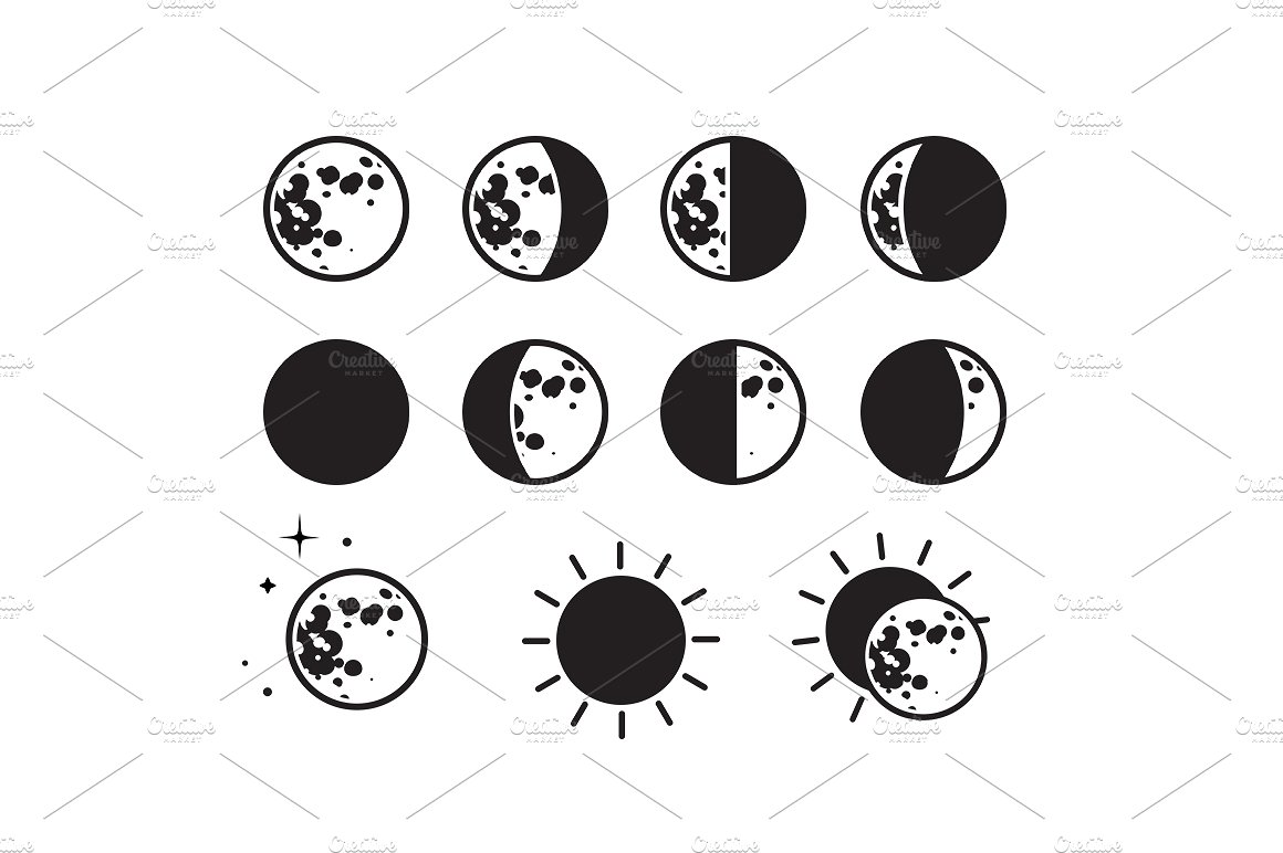 Moon Phases Icon Set