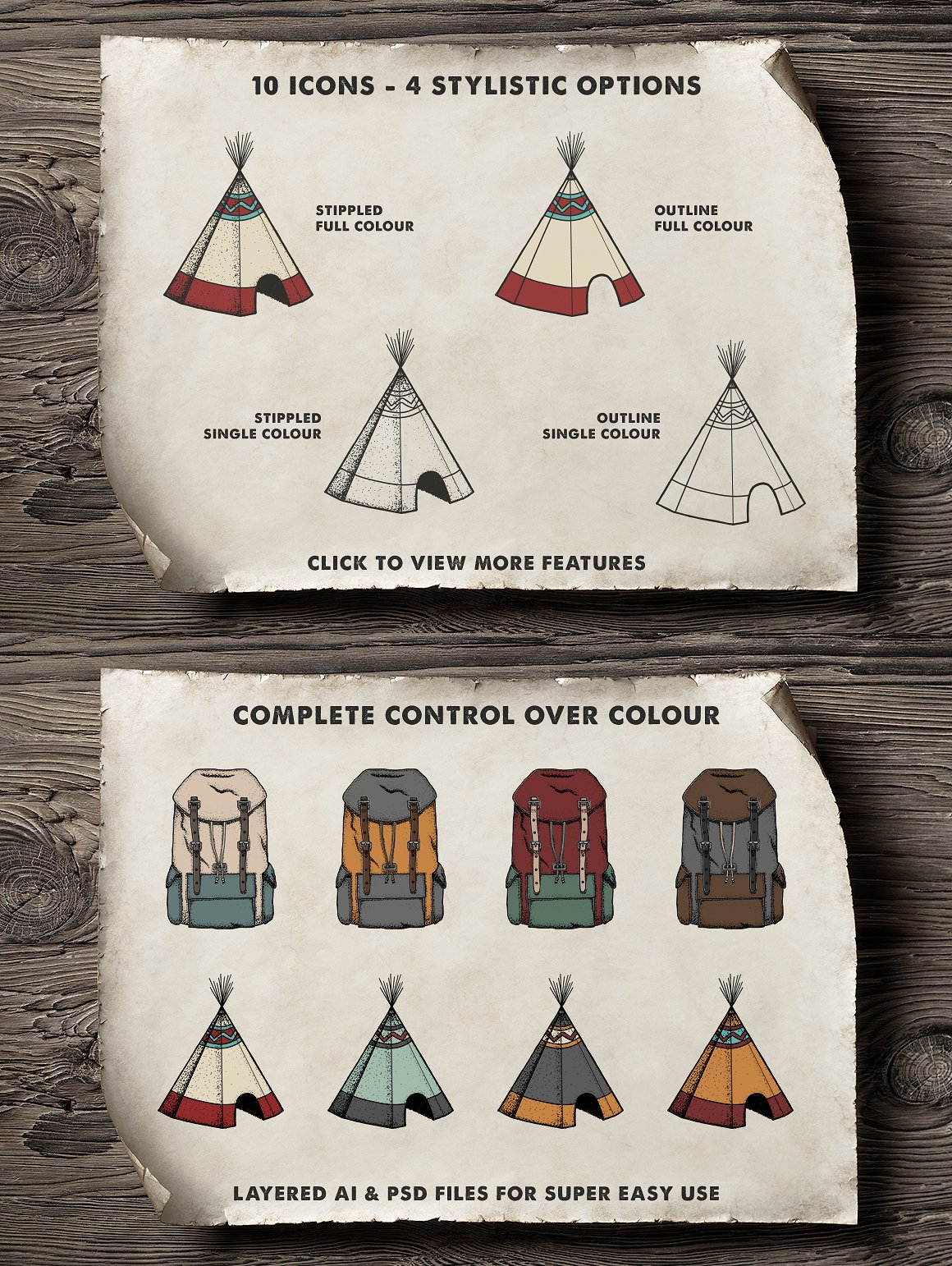 10 Stippled Wilderness Icons