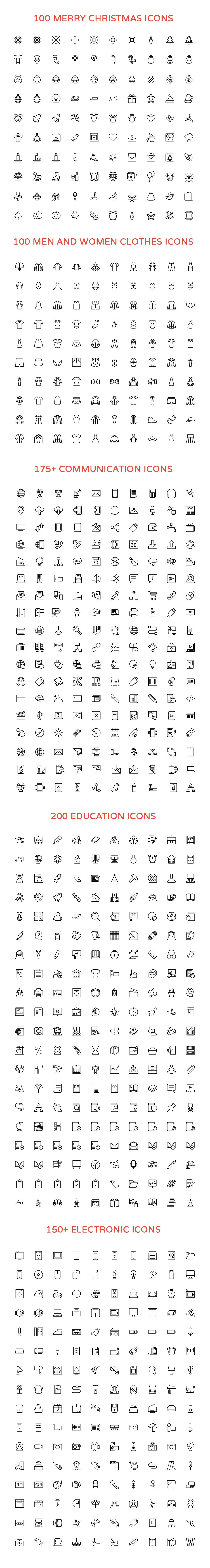 2800 Line Vector Icons Bundle