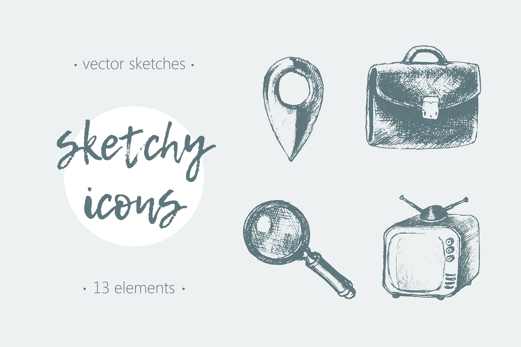 Set of sketchy network icons