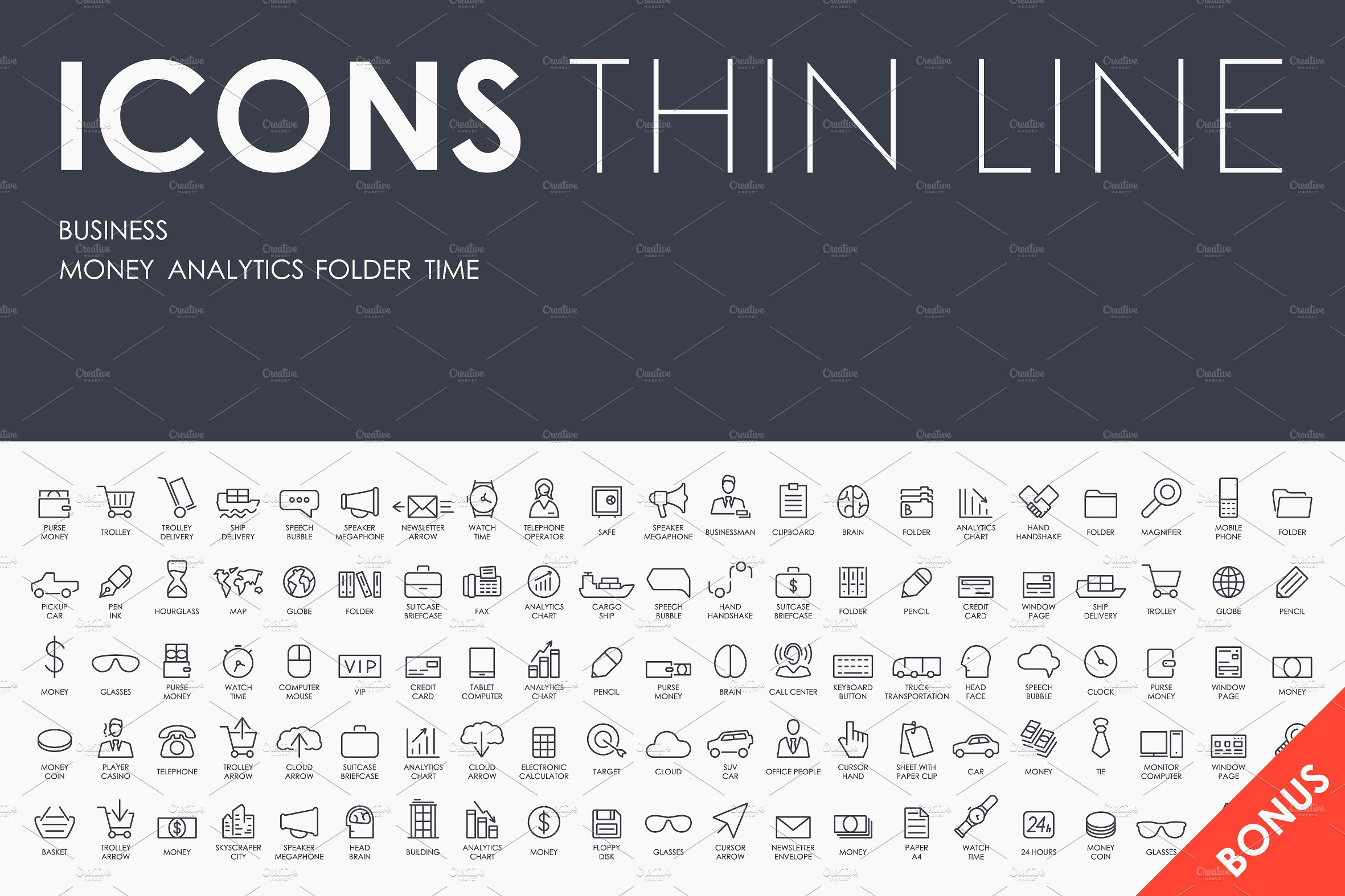 Business thinline icons BONU