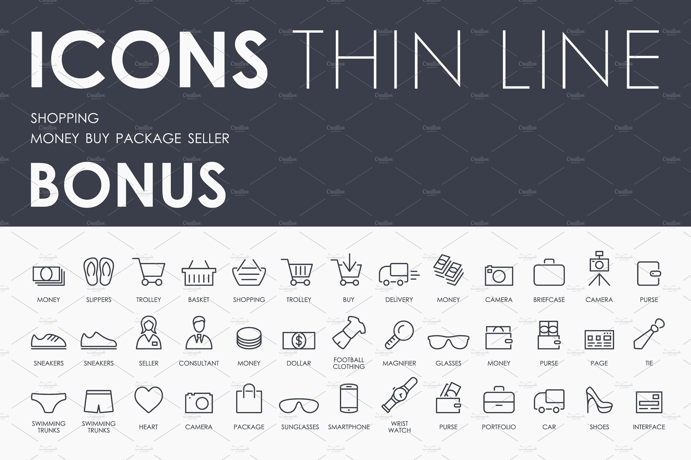 Business thinline icons BONU