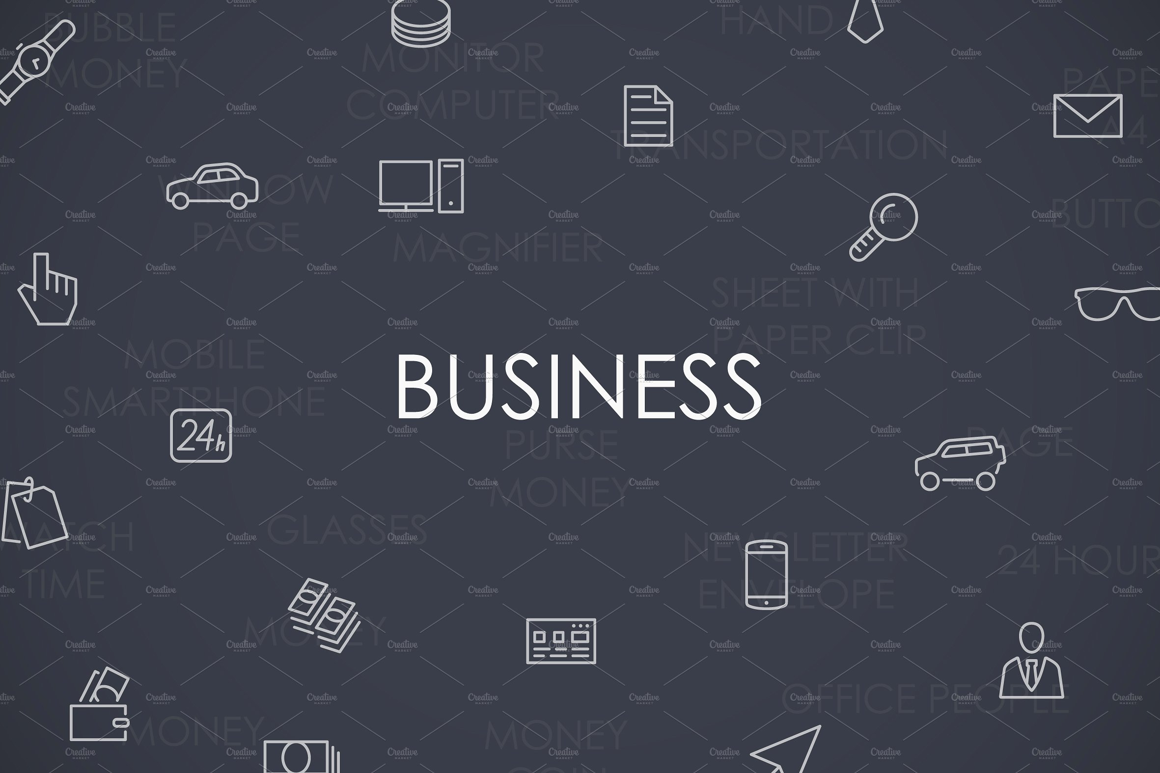 Business thinline icons BONU