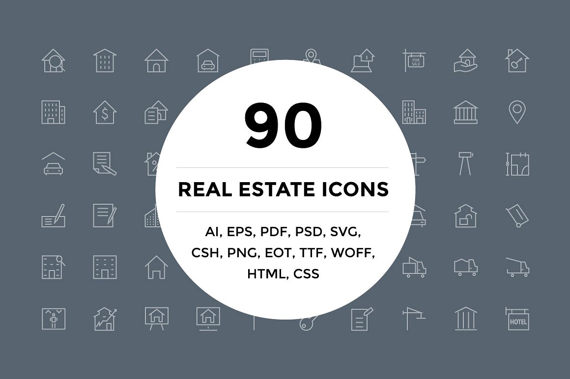 90 Real Estate Icons