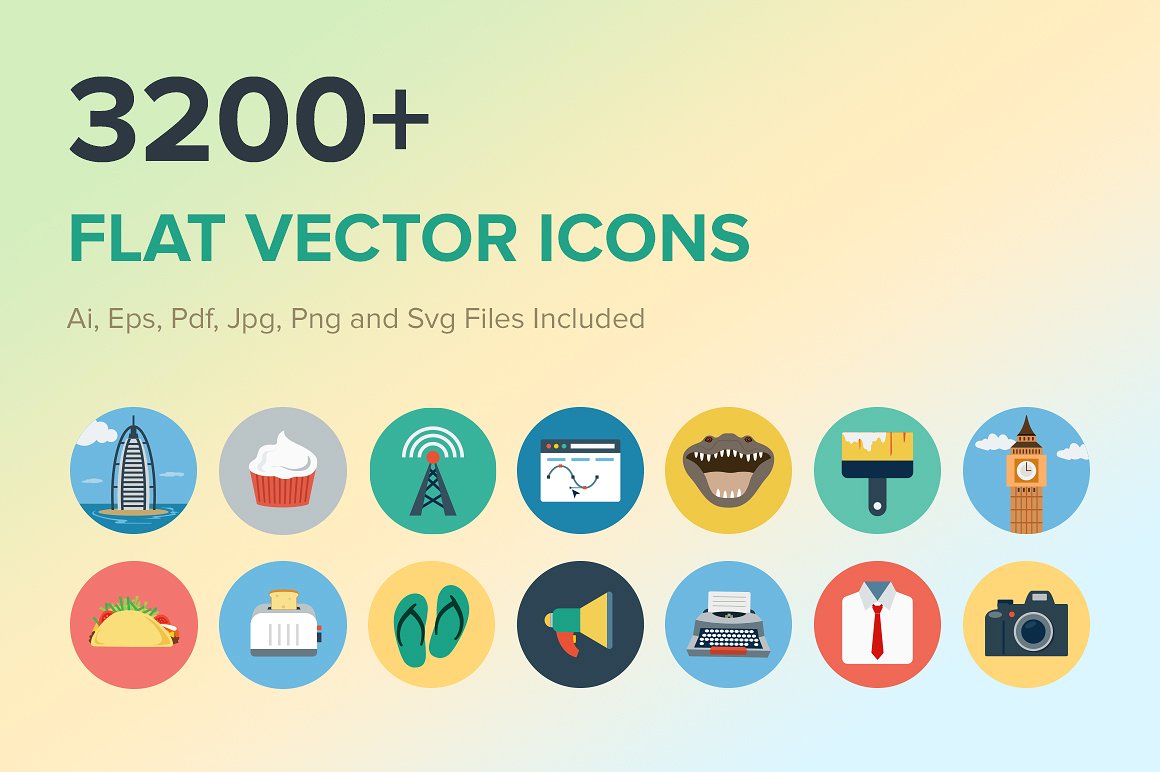 3200 Flat Vector Icons