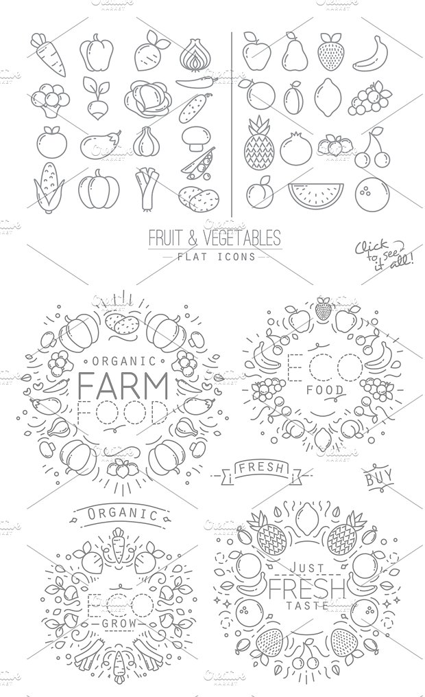 Flat Fruits -amp; Vegetables I