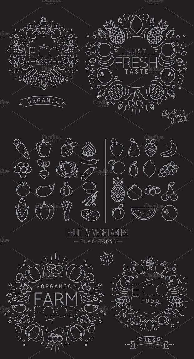 Flat Fruits -amp; Vegetables I