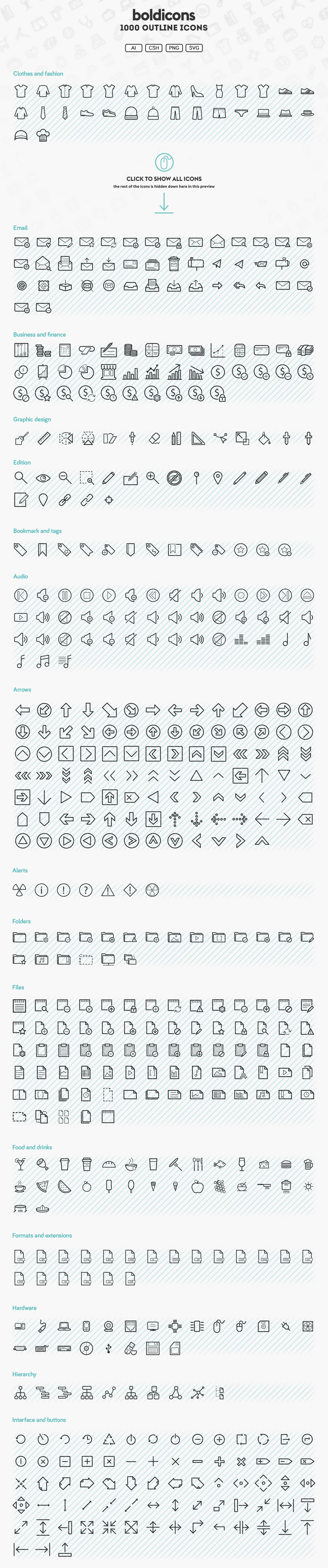 Boldicons - 1000 outline icons