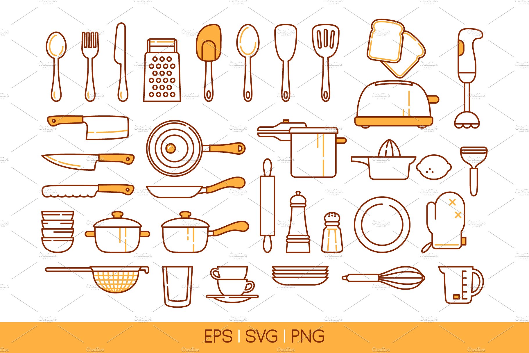 33 vector kitchenware icons