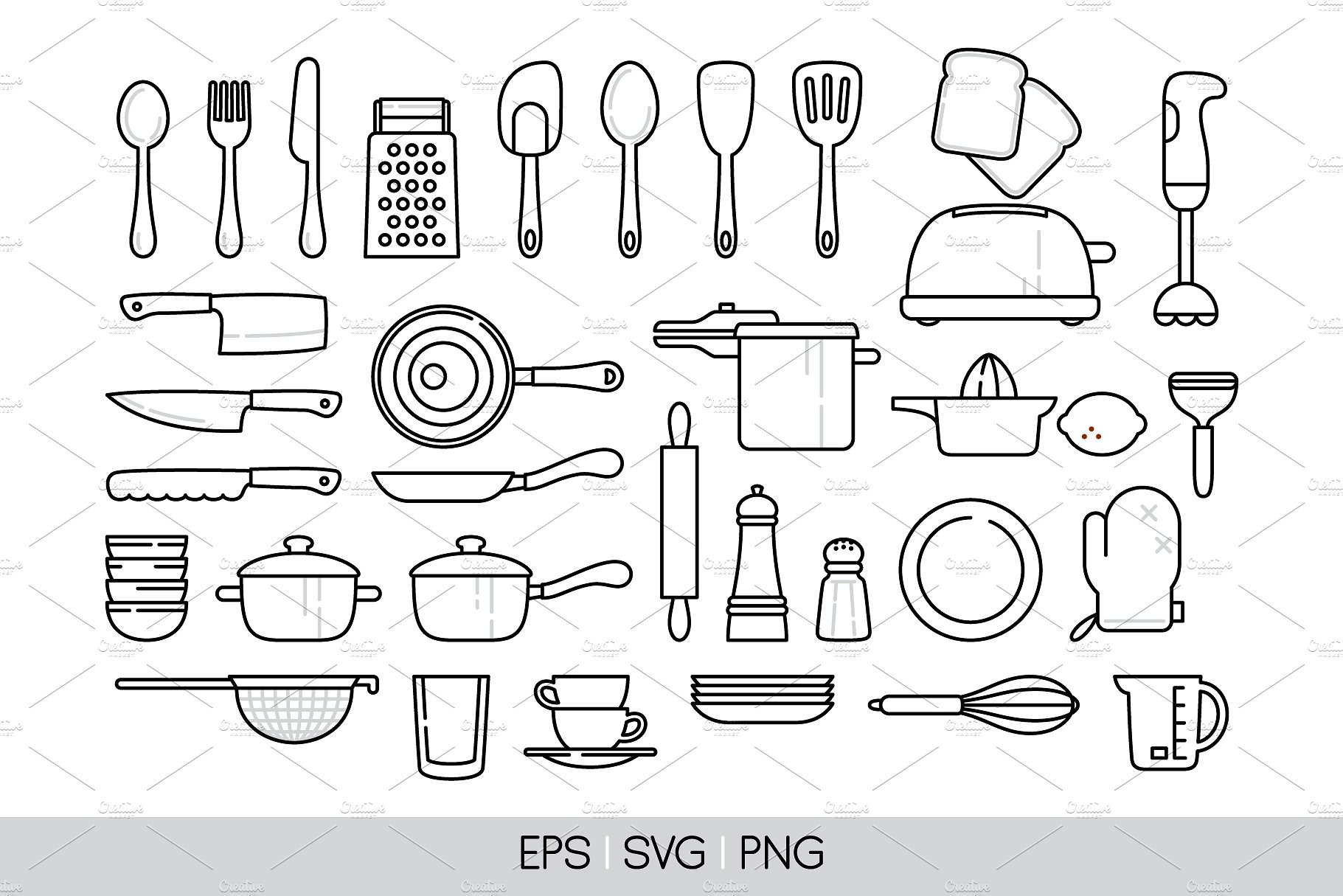 33 vector kitchenware icons