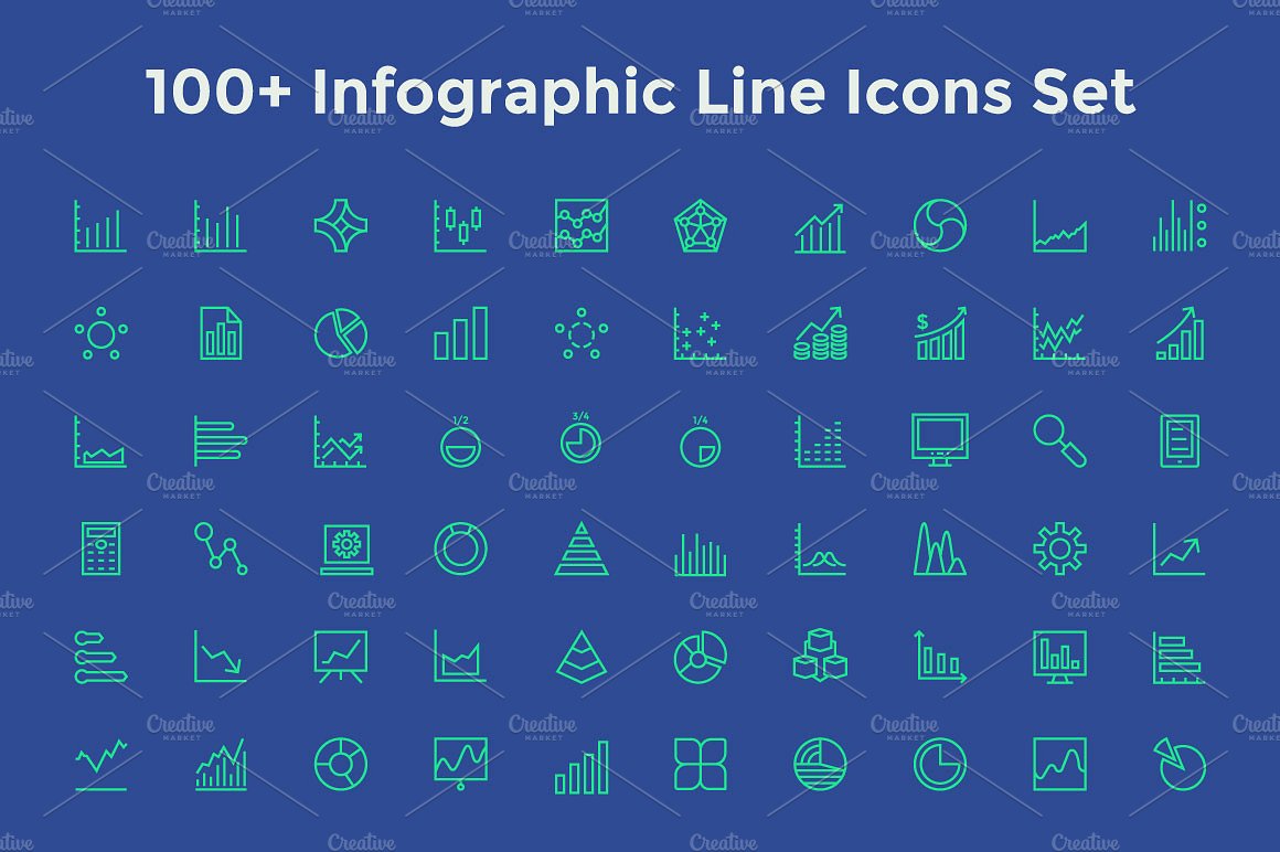 100 Infographic Line Icons Se