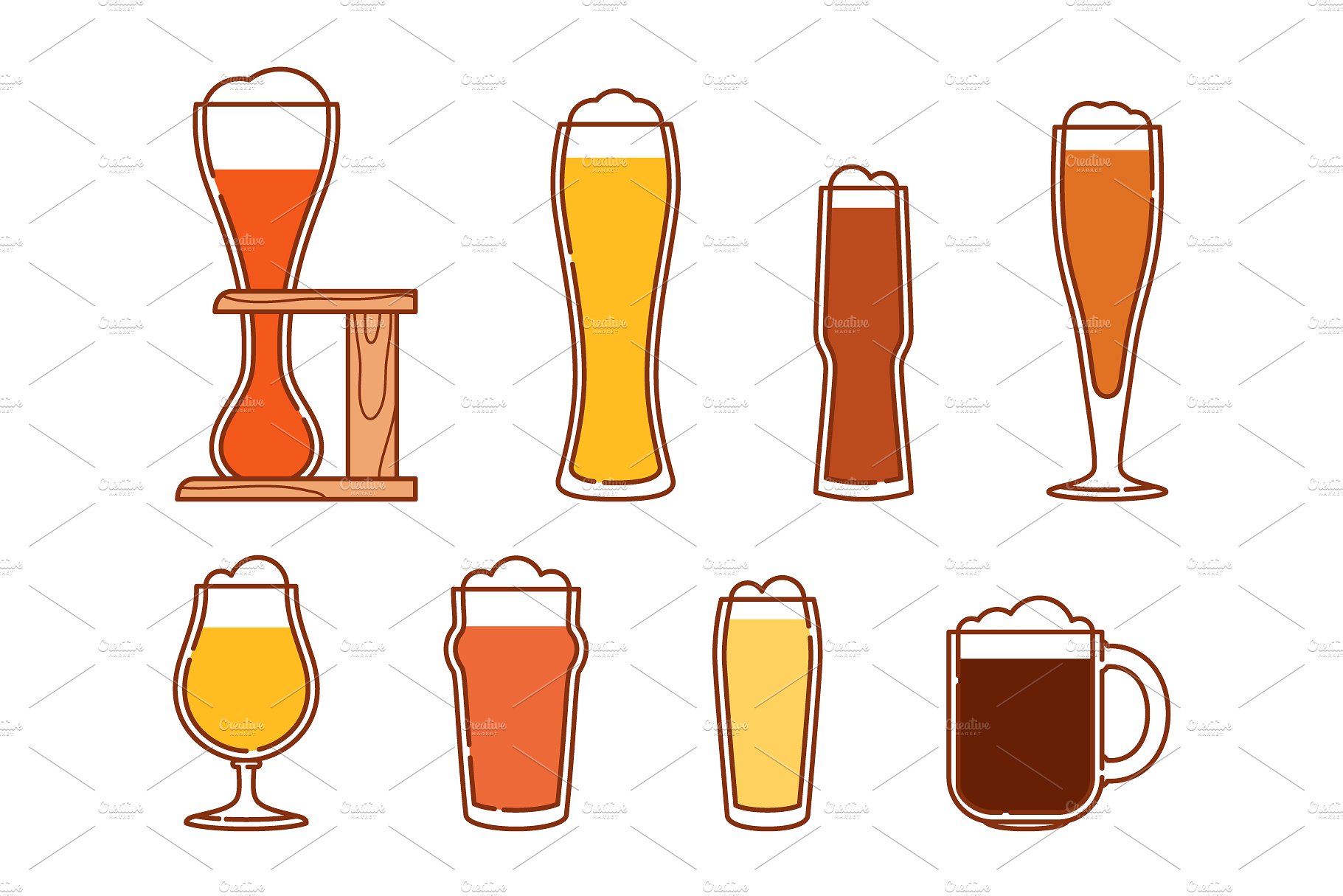 Beer glasses, icons and logos