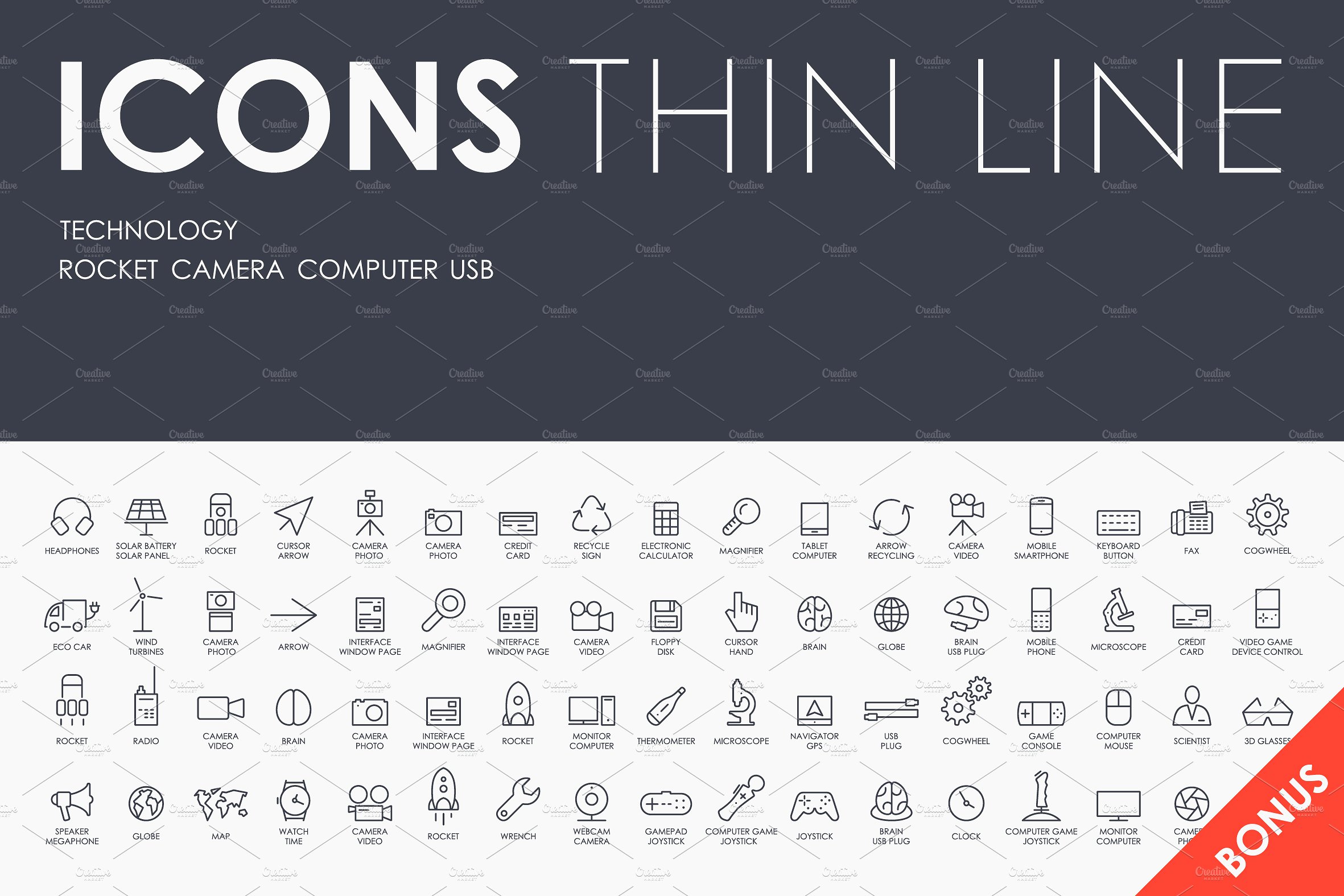 Technology thinline icons BO