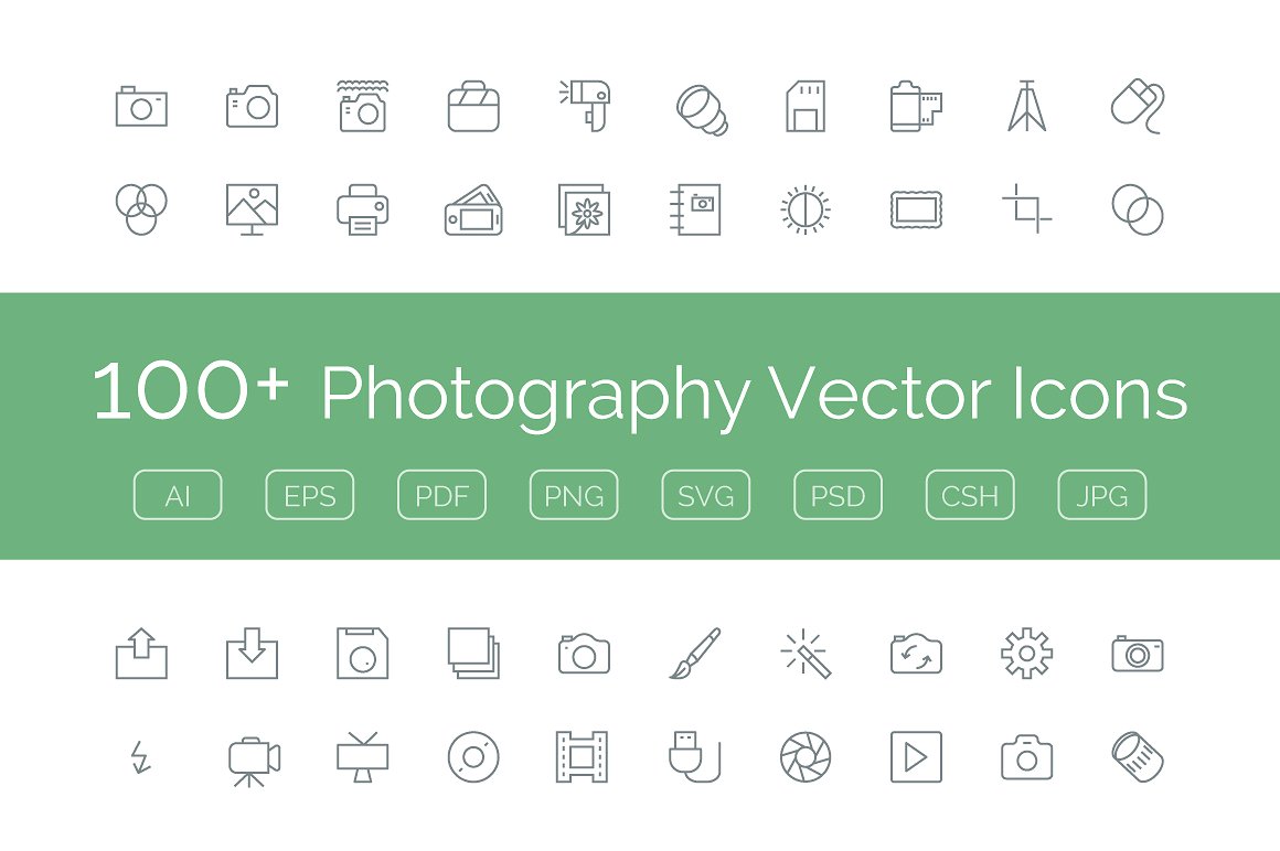 100 Photography Vector Icons