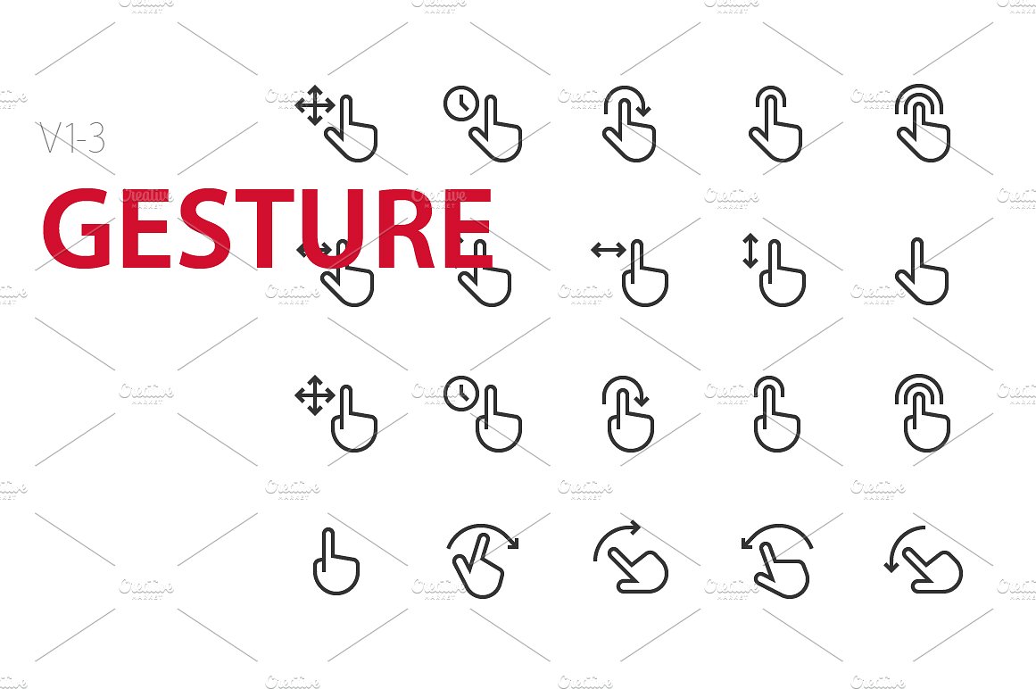 60 Gesture UI icons