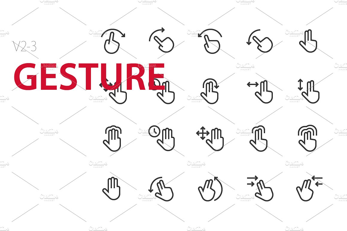 60 Gesture UI icons