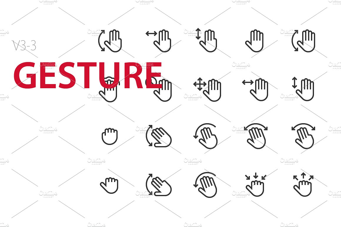 60 Gesture UI icons